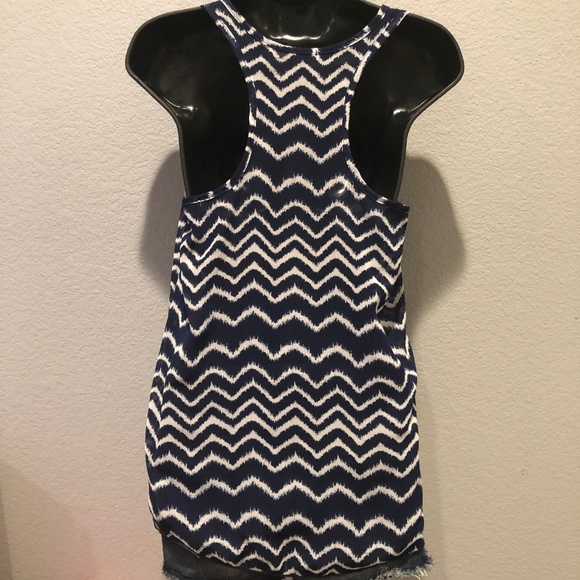 SOLD! Sleeveless Navy Blue/White Tank - Picture 2 of 4